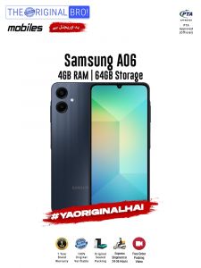 Samsung A06 - 4GB RAM - 64GB Storage - PTA Approved - 1 Year Warranty - Black - The Original Bro Mobiles - TOB40